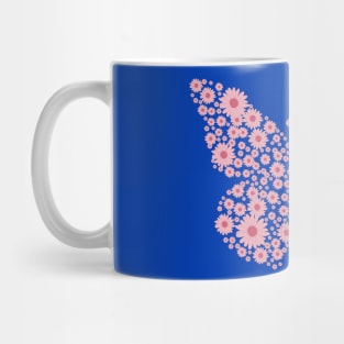 Spring Pink Floral Butterfly Silhouette Mug